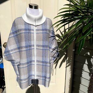 NWT Tahari zipper front plated rayon blend poncho size S/M
